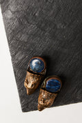 Stone & Spirit Wolf Earrings in Navy
