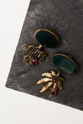 Spirit & Stone Leaf Earrings in Dark Green