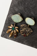 Spirit & Stone Leaf Earrings in Teal