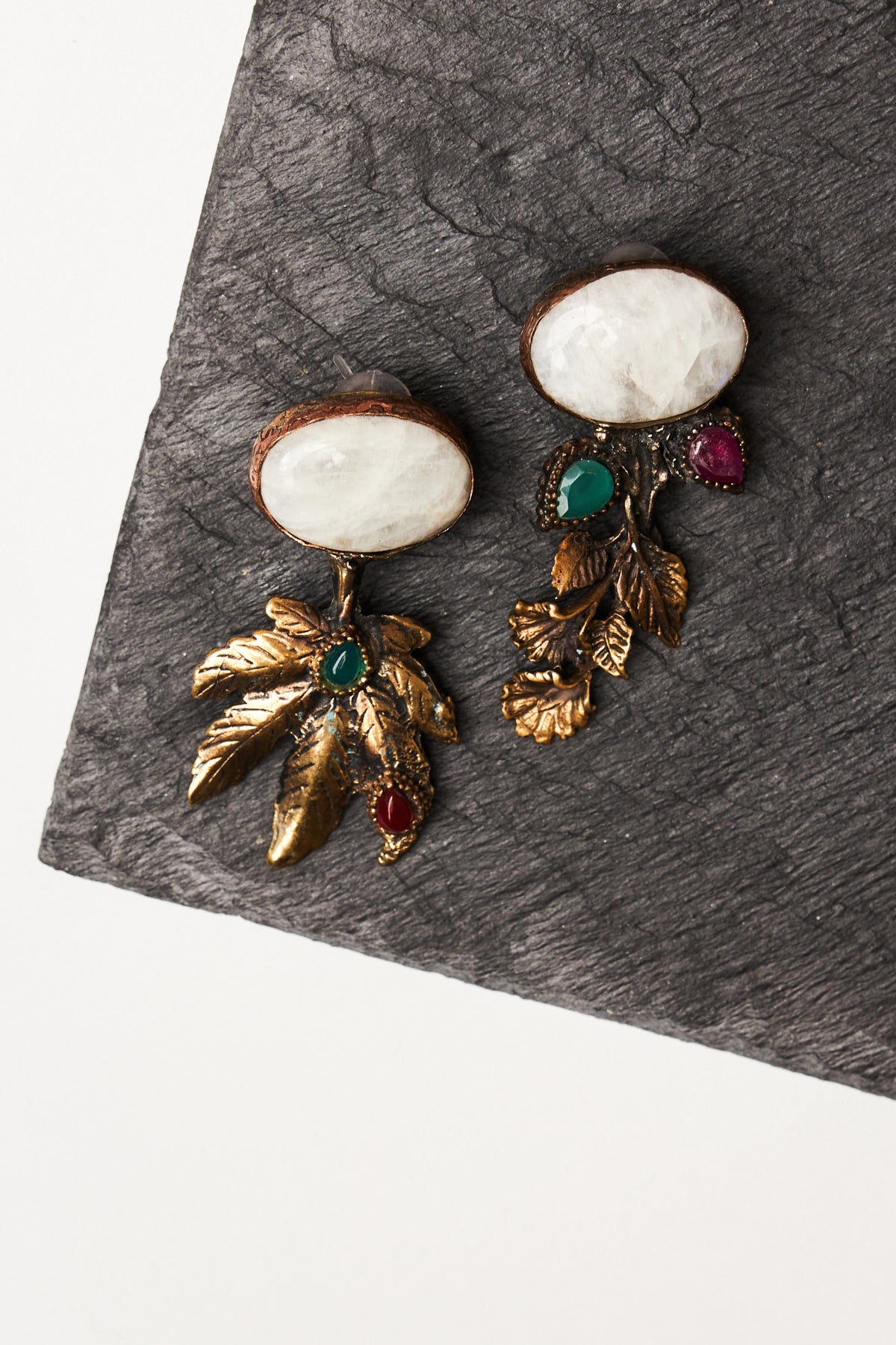 Spirit & Stone Leaf Earrings in White