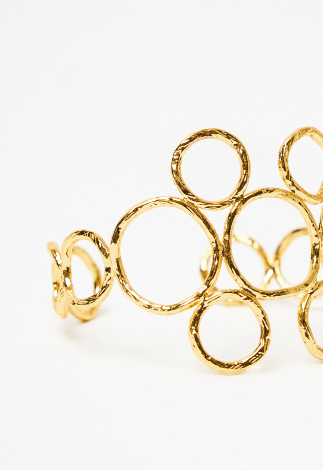 Hammered Gold Circle Cuff Bracelet