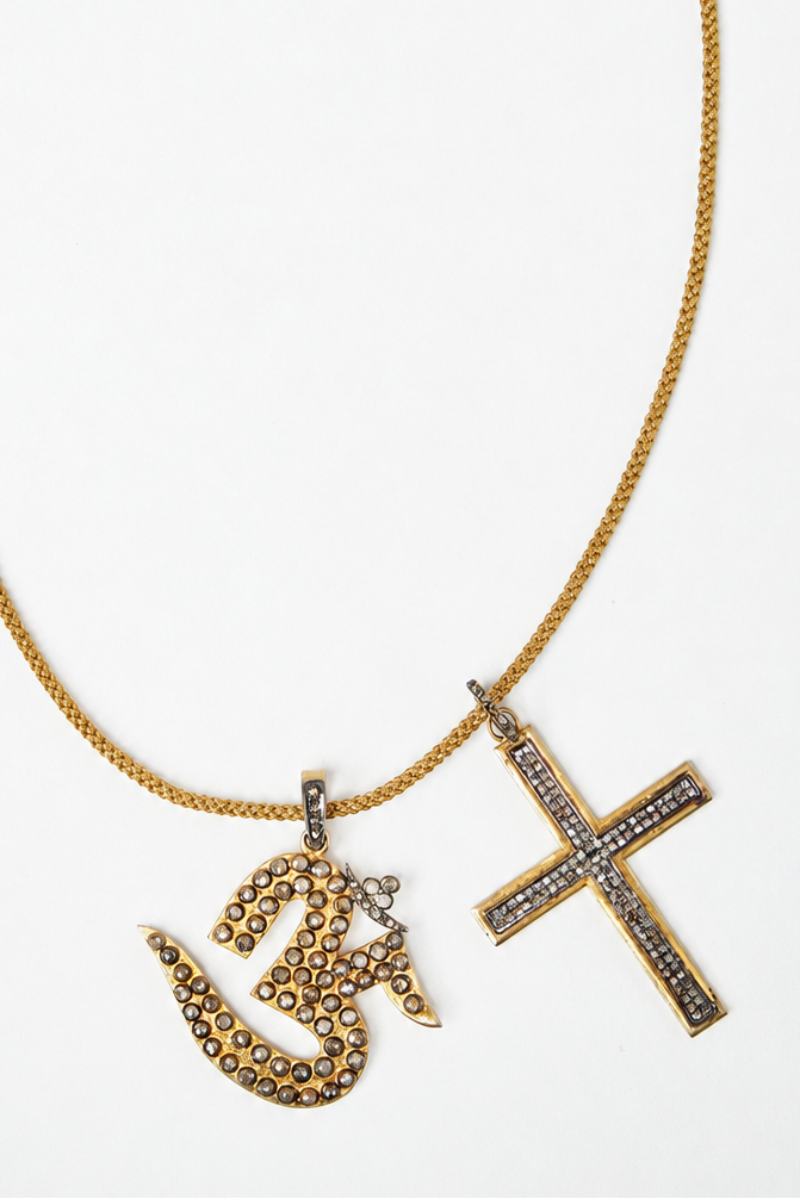 Symbols of Faith Charm Necklace with Rose Cut Diamonds
