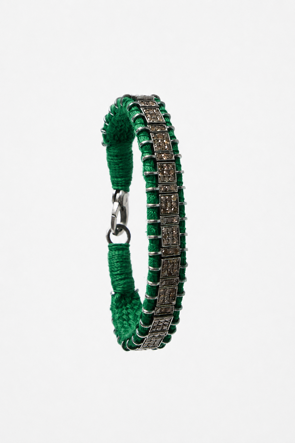 Woven Champagne Diamond Bracelet in Green