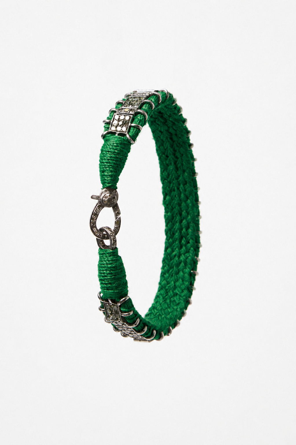 Woven Champagne Diamond Bracelet in Green